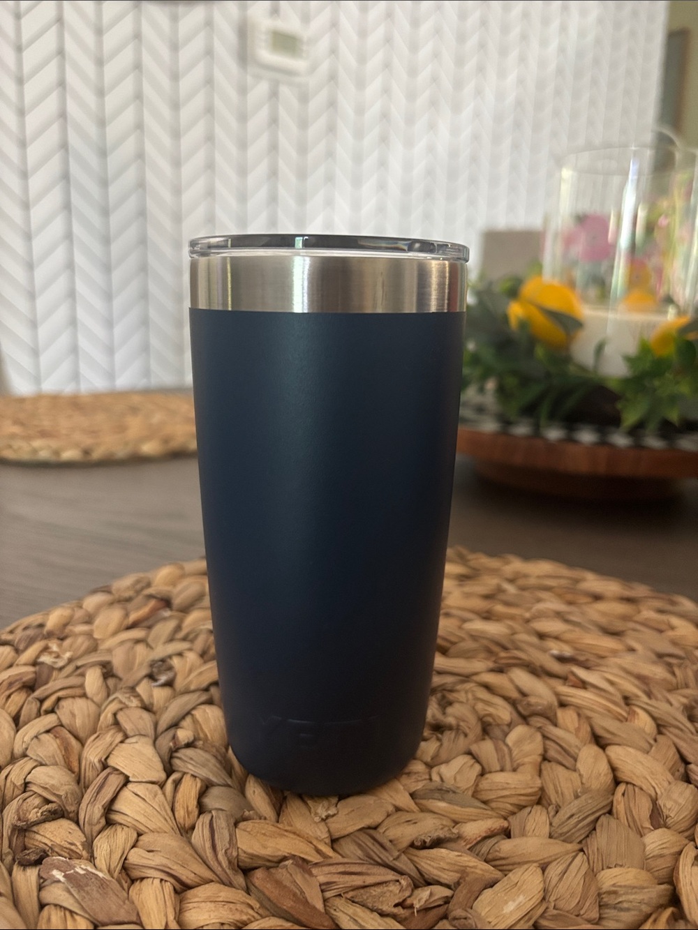 Yeti Navy Blue Travel Tumbler with Clear Lid